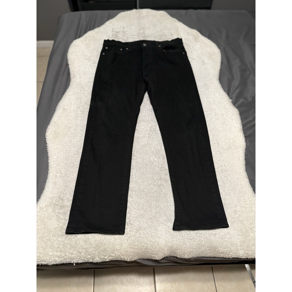 Levis 513 Slim Straight Black Denim Jeans Mens 36x32 Matte Black Stretch Pants